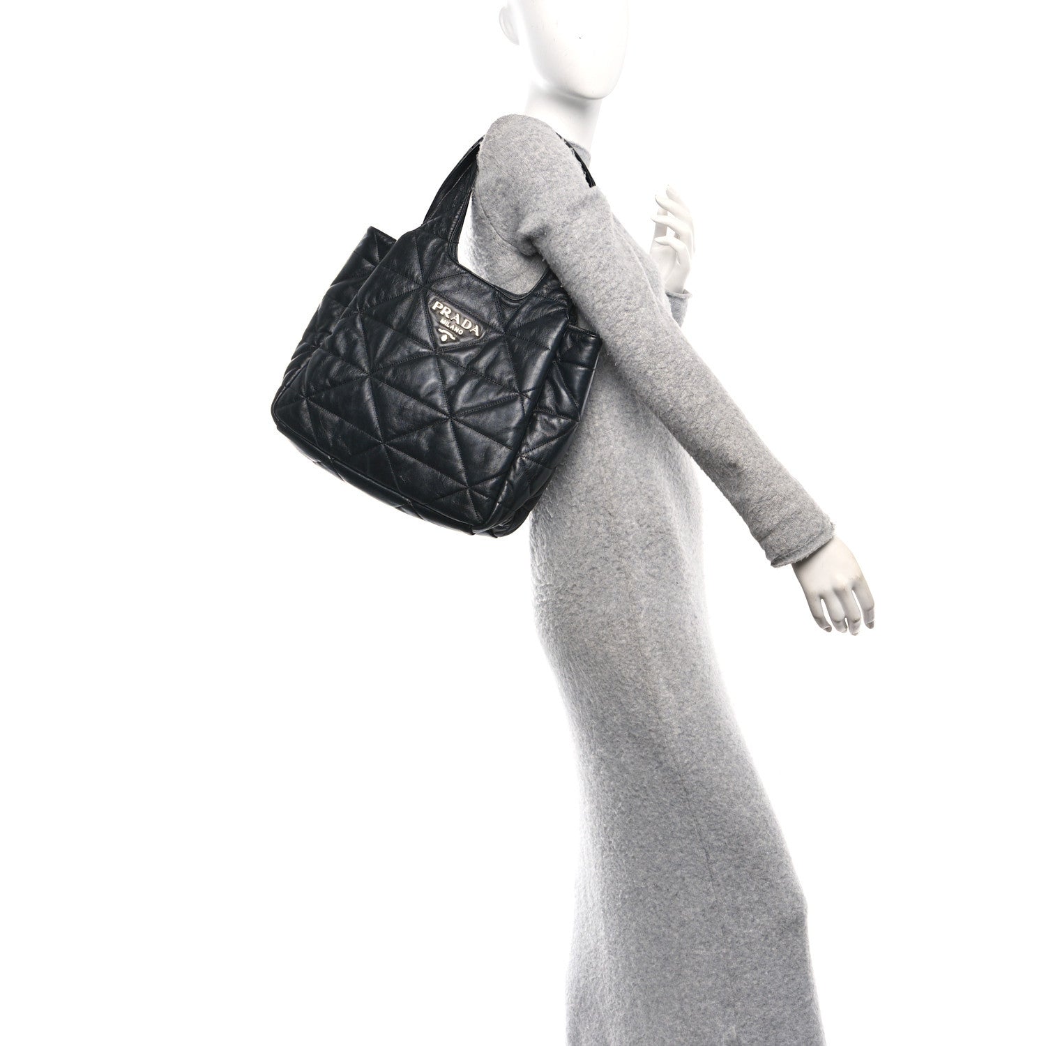 Prada Nappa Quilted Medium Dynamique Tote Black 2 of 9
