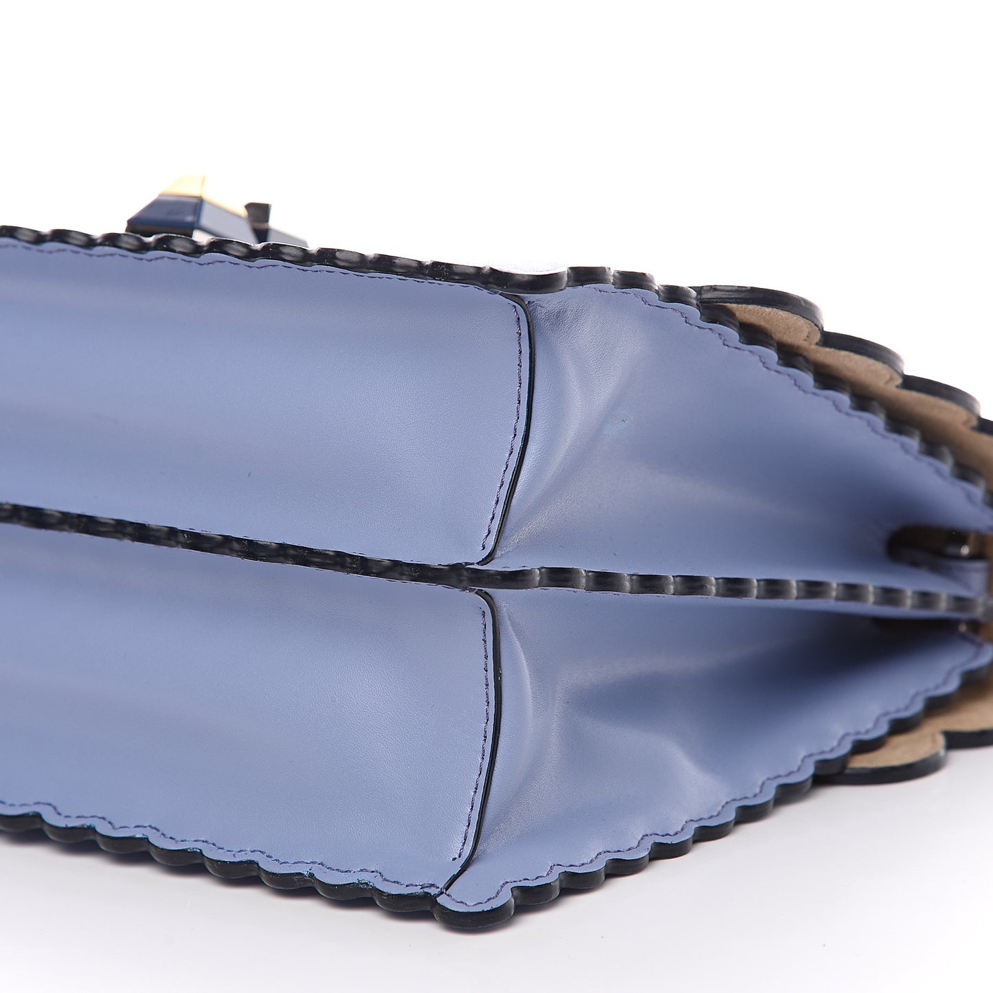 Vitello Liberty Scalloped Studded Kan I Shoulder Bag Azzurro Sky
