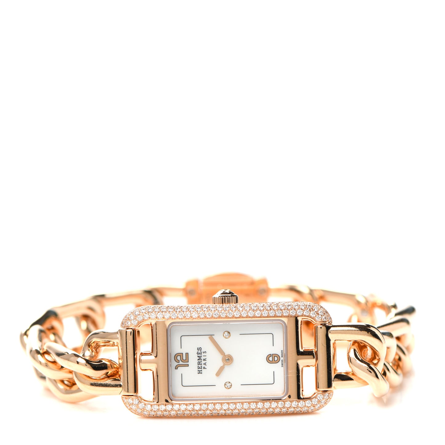 18K Rose Gold Diamond Mother of Pearl 17mm Nantucket Quartz Watch