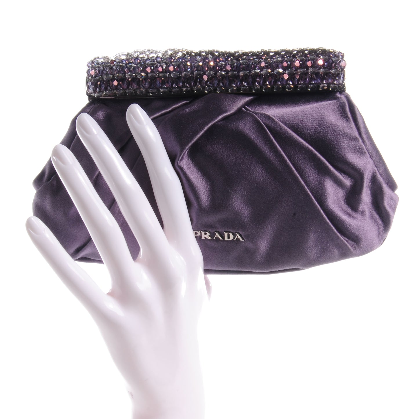 Satin Crystal Clutch Purple