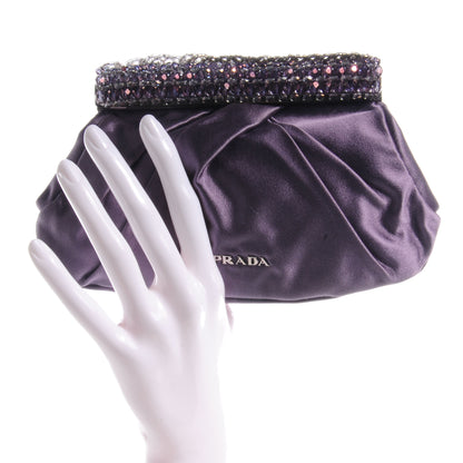 Prada Satin Crystal Clutch Purple 2 of 7