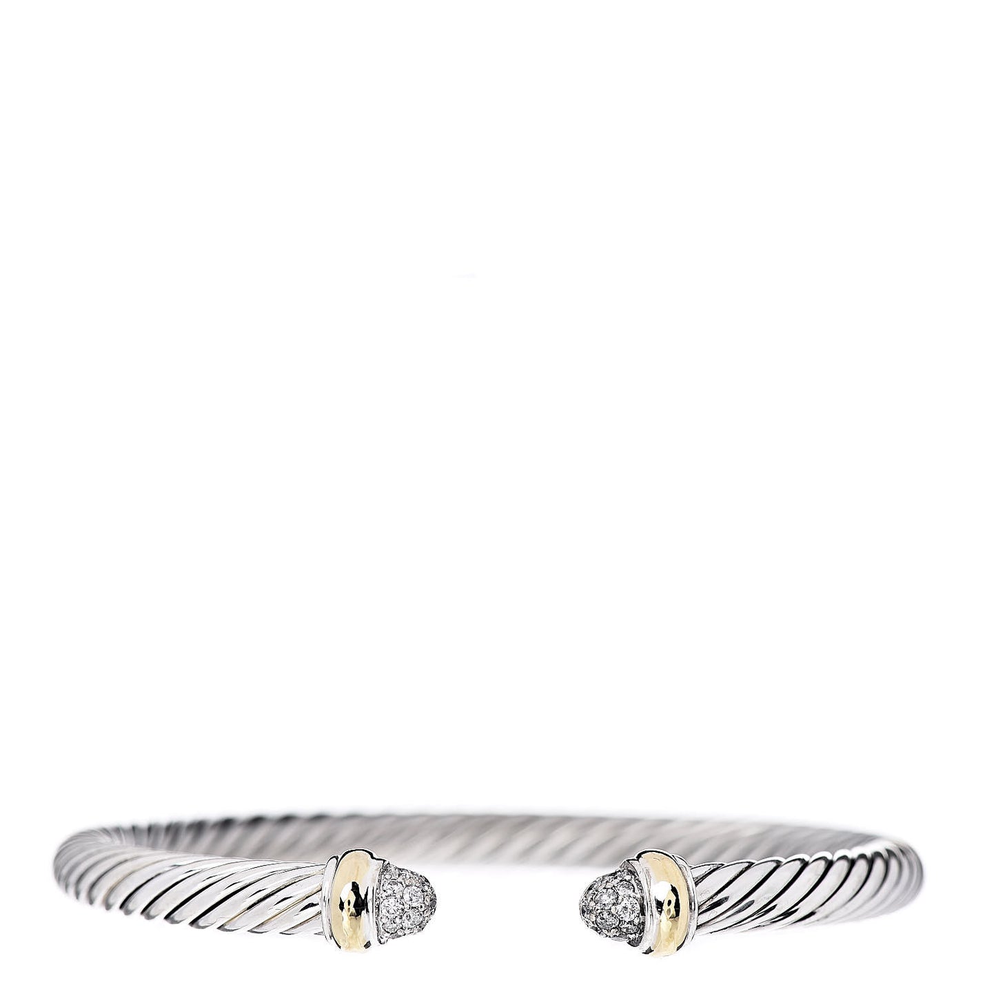 Sterling Silver 14K Yellow Gold Diamond 5mm Cable Classics Bracelet