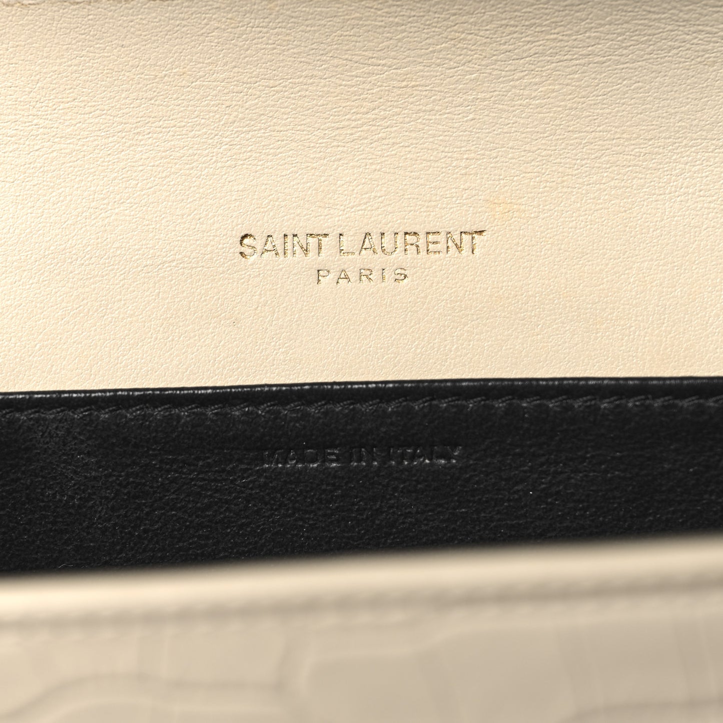 Calfskin Crocodile Embossed Monogram Uptown Chain Wallet Crema Soft