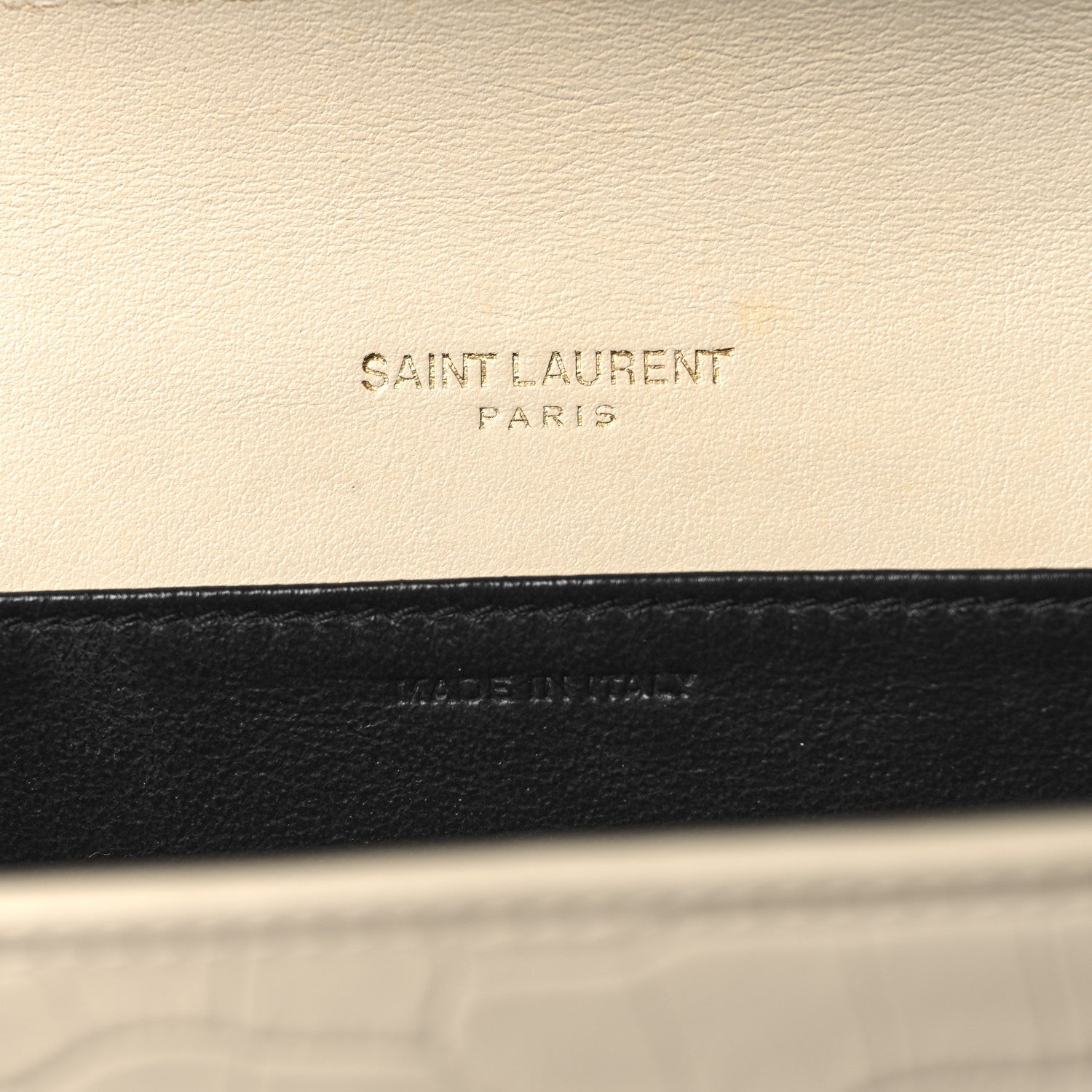 Saint Laurent Calfskin Crocodile Embossed Monogram Uptown Chain Wallet Crema Soft 6 of 11