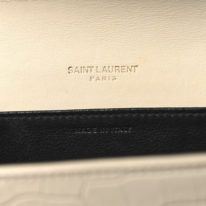 Saint Laurent Calfskin Crocodile Embossed Monogram Uptown Chain Wallet Crema Soft 6 of 11