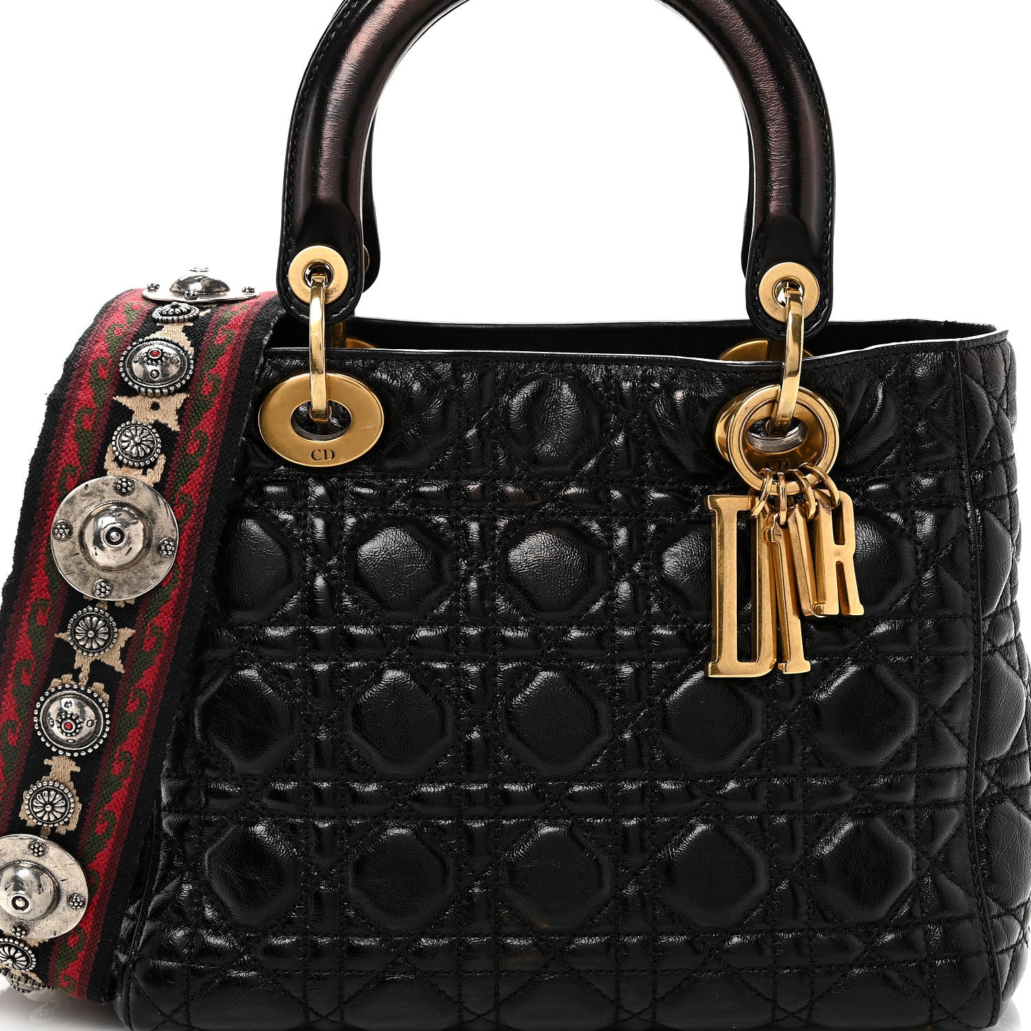 Christian Dior Crinkled Patent Cannage Medium Bohemian Lady Dior Black 8 of 10