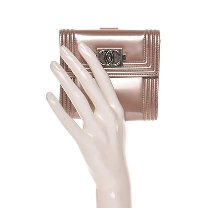 Chanel Metallic Glazed Calfskin Compact Boy Wallet Pink 2 of 8