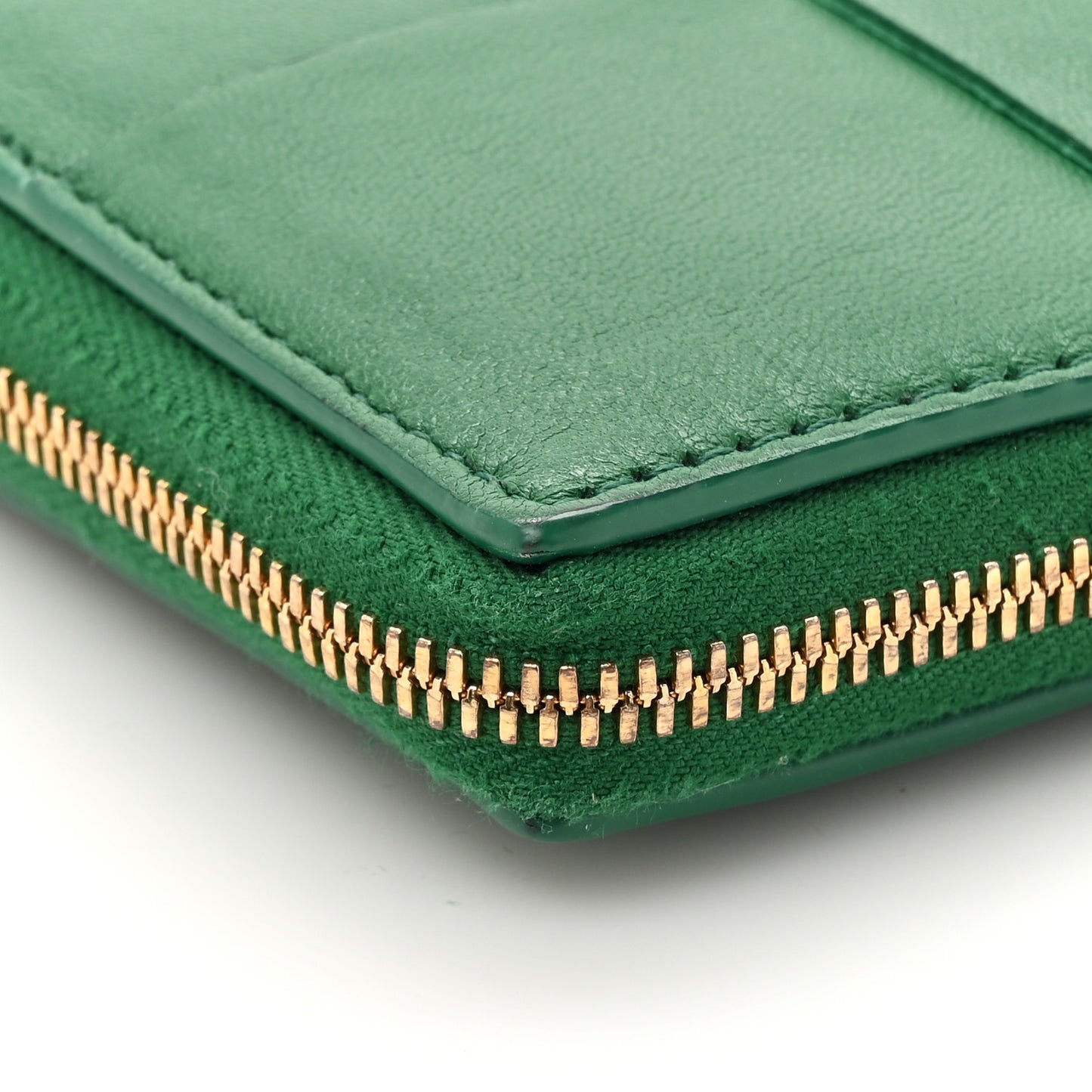 Nappa Maxi Intrecciato Zip Around Wallet Racing Green