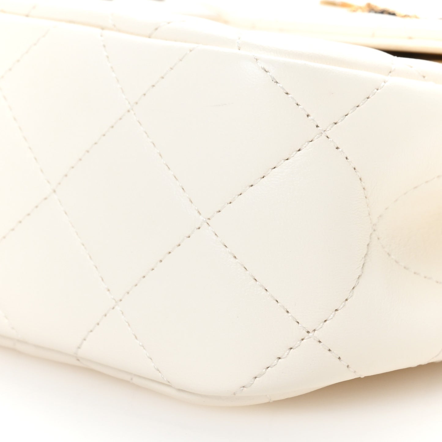 Lambskin Quilted Small Coco Clips Single Flap White