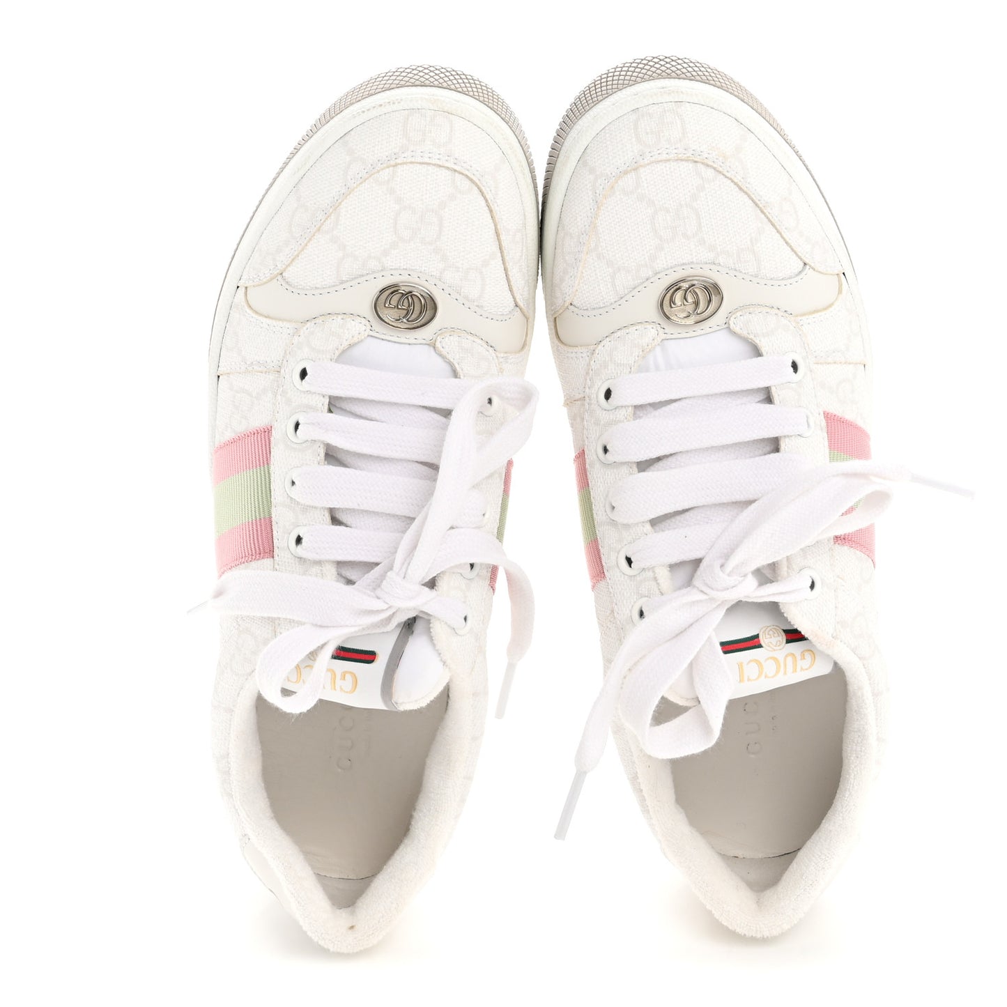 GG Monogram Web Screener Sneakers 38 White Grey Pink