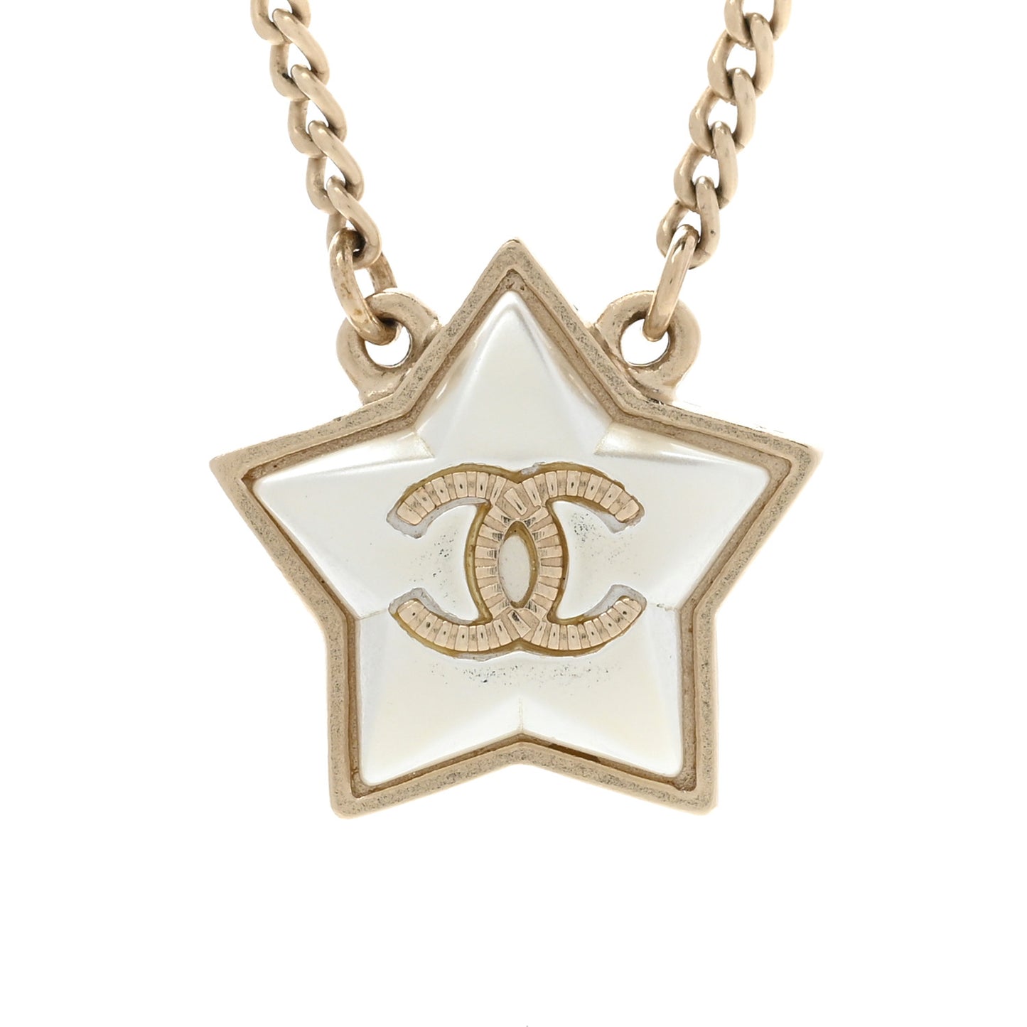 Pearl CC Star Necklace Gold