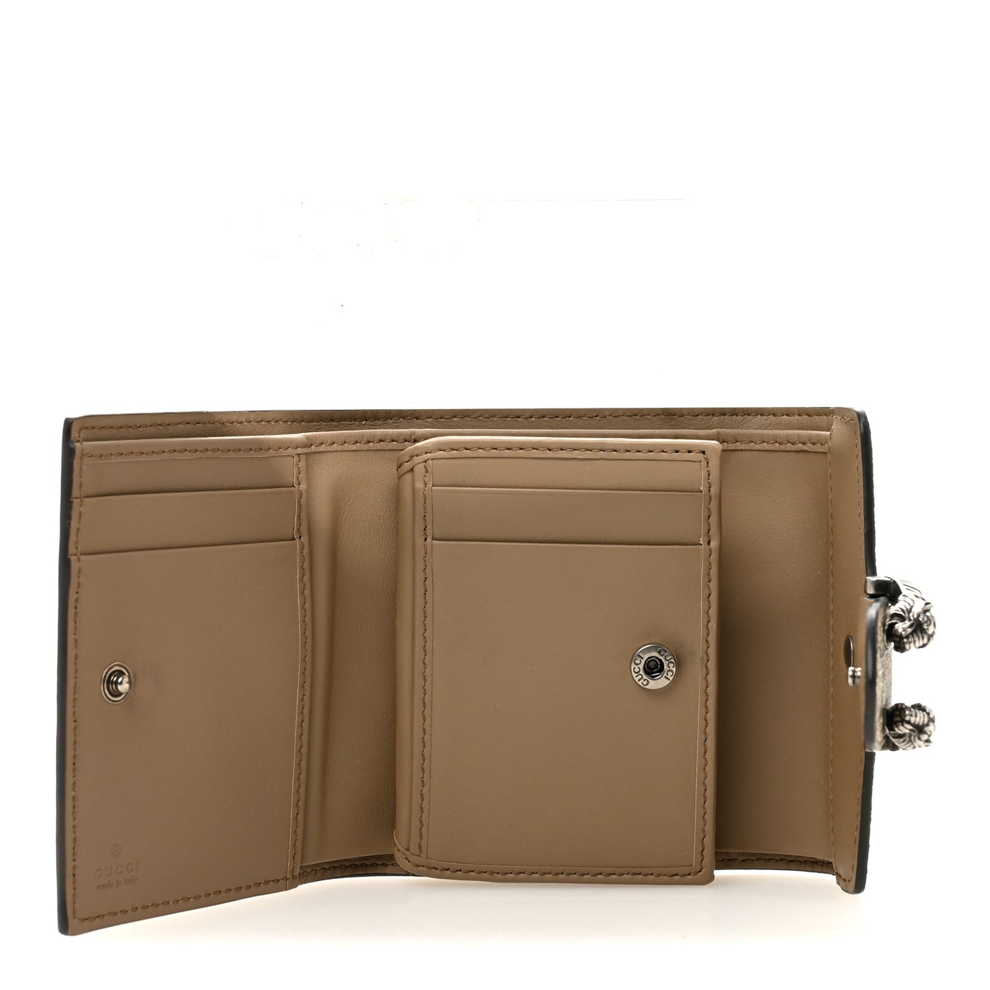 GG Supreme Monogram Dionysus Card Case Wallet Beige Taupe Beige Taupe