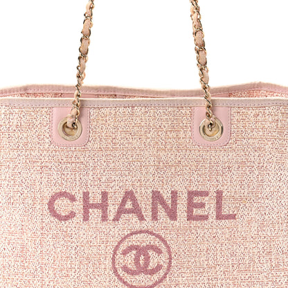 Chanel Straw Lurex Small Deauville Tote Pink 8 of 10