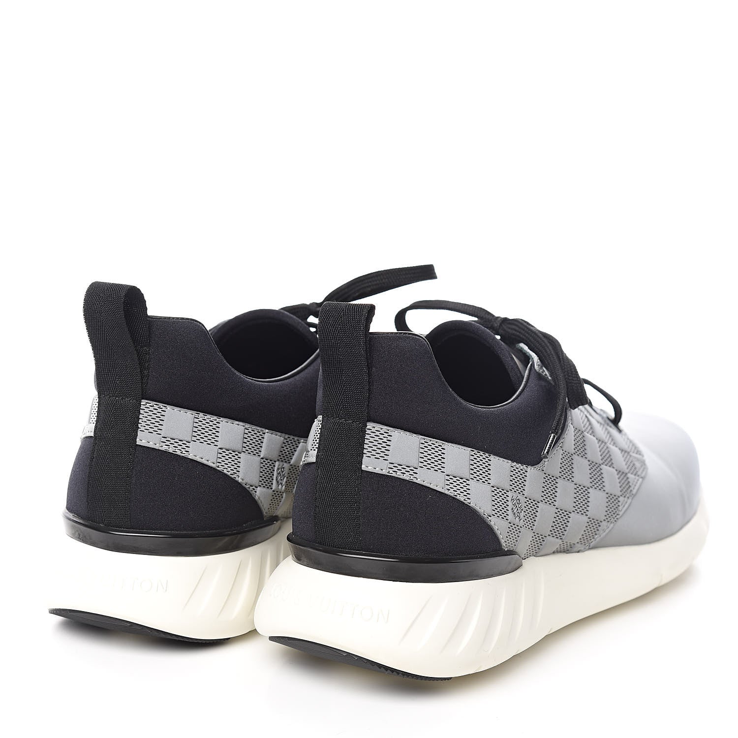 Louis Vuitton Nylon Suede Damier Fastlane Low Sneakers 7.5 Grey Black 4 of 9