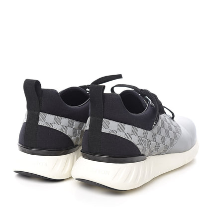 Louis Vuitton Nylon Suede Damier Fastlane Low Sneakers 7.5 Grey Black 4 of 9