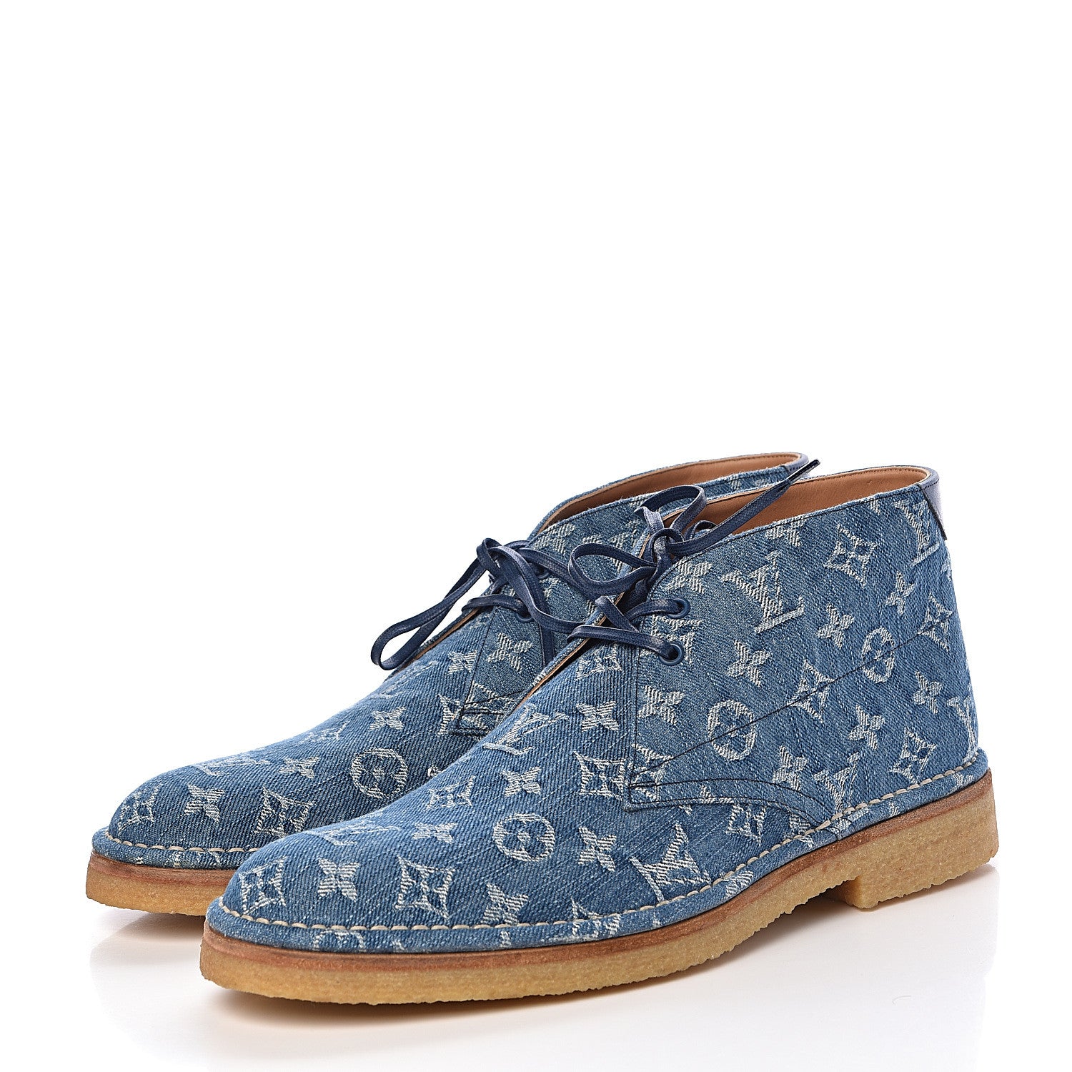 Louis Vuitton Monogram Denim Mens High-Derby Boots 8 Blue 3 of 12