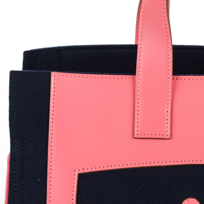 Hermes Tadelakt Fleece Petit H Decoupe Skeleton Tote PM Rose Shocking Navy 13 of 13