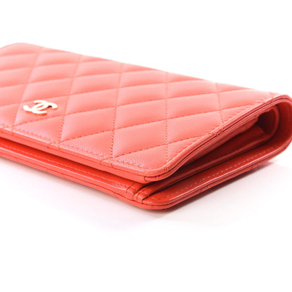Chanel Lambskin Quilted Yen Wallet Orange 6 of 10