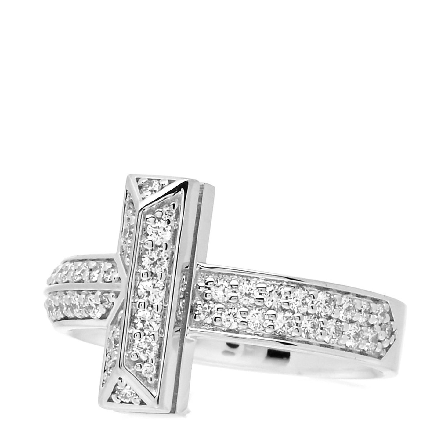 18K White Gold Diamond T T1 Wide Ring 56 7.5