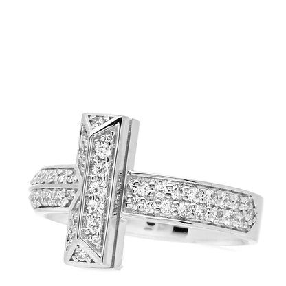 Tiffany 18K White Gold Diamond T T1 Wide Ring 56 7.5 4 of 6