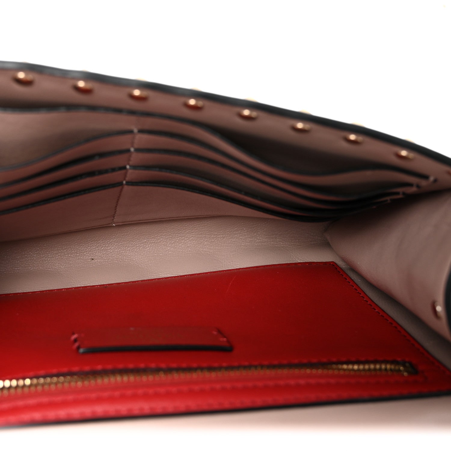 Valentino Garavani Lambskin Rockstud Spike Wallet on Chain Poudre 5 of 9