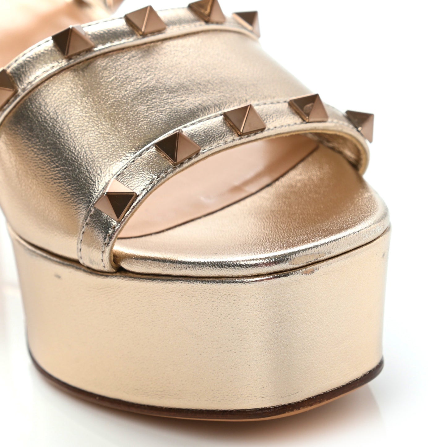 Metallic Nappa Rockstud 35/75mm Platform Sandals 39 Skin