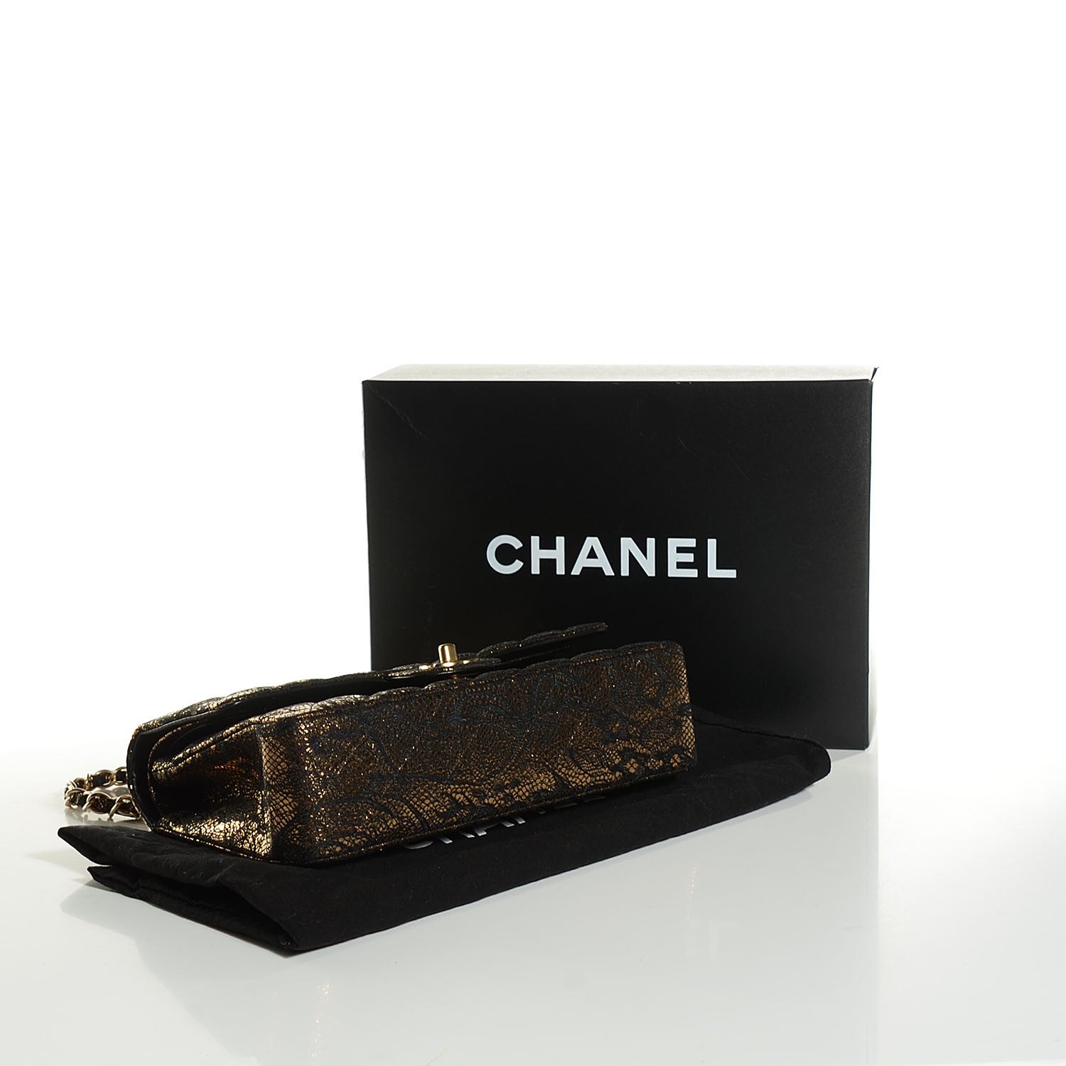 Chanel Lace Metallic Goatskin Medium Double Flap Gold 4 of 8
