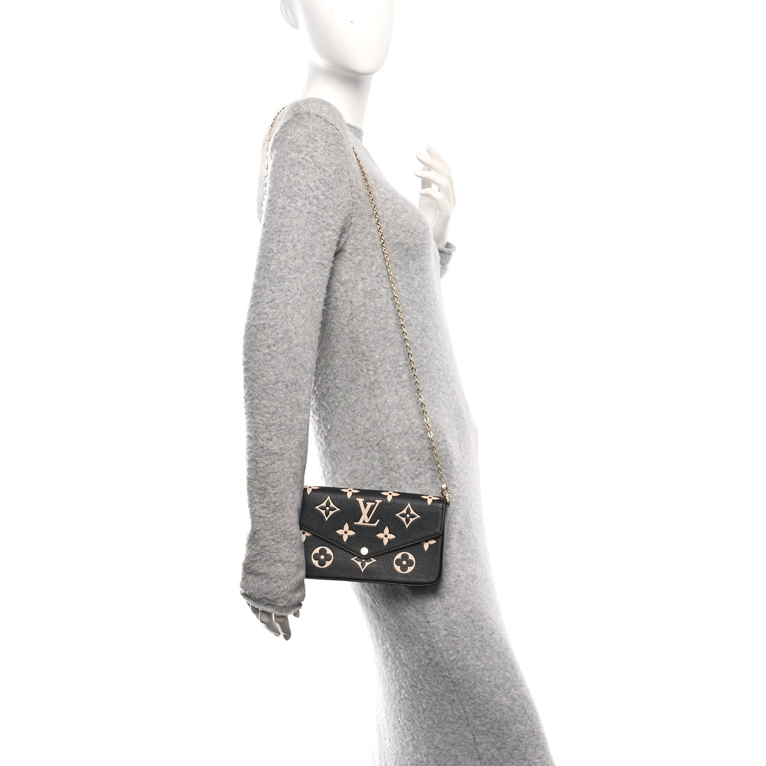 Louis Vuitton Empreinte Monogram Giant Felicie Pochette Black Beige 2 of 11
