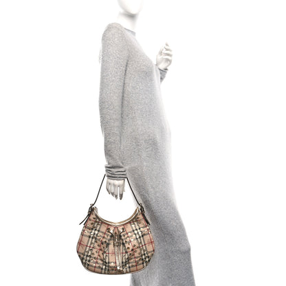Burberry Haymarket Check Calfskin Claudia Drawstring Hobo Gold 2 of 10