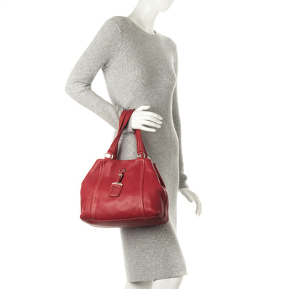 Prada Vitello Daino Shoulder Bag Red 2 of 7