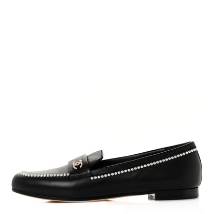 Chanel Calfskin Pearl CC Loafers 40 Black 1 of 9