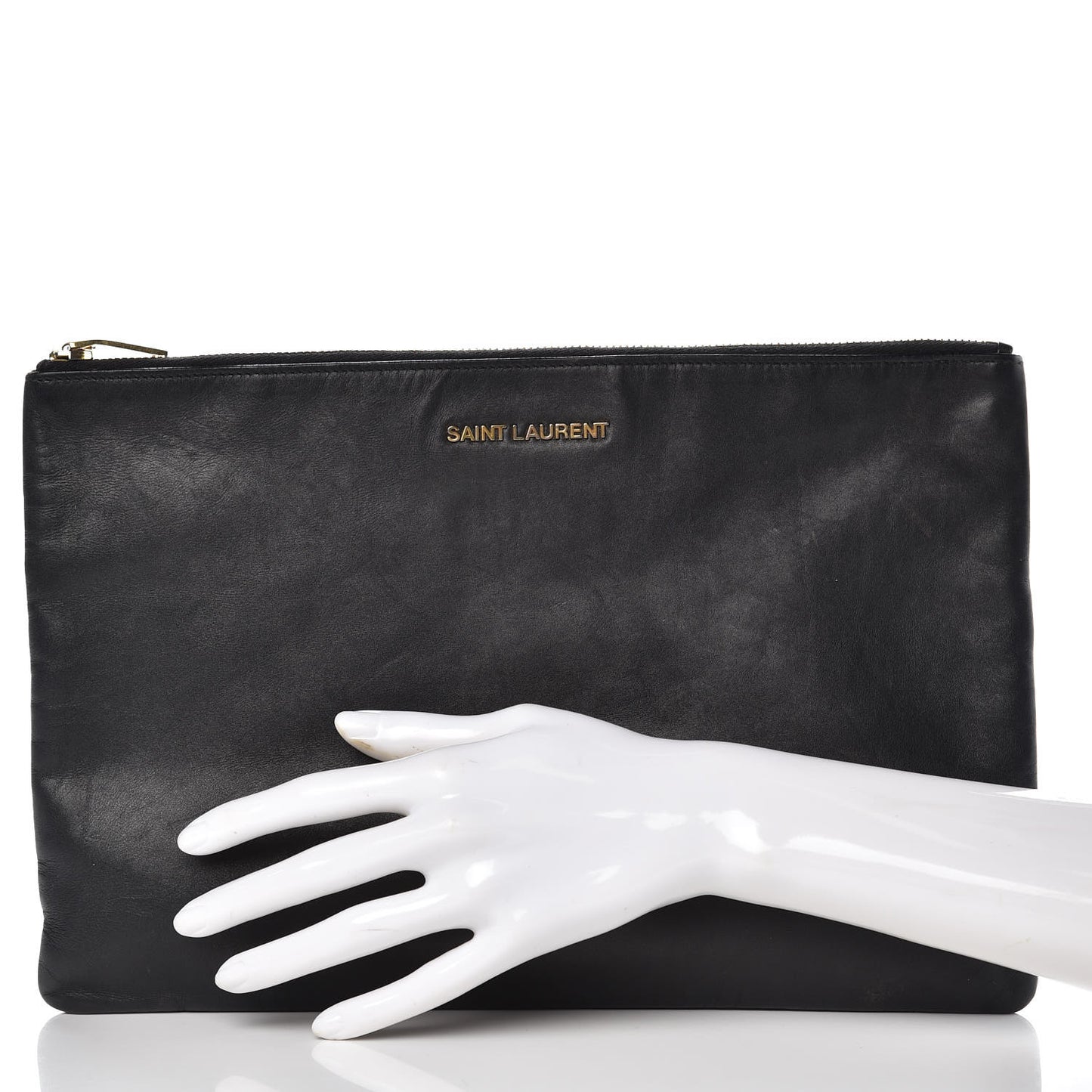 Calfskin Zipped Clutch Black