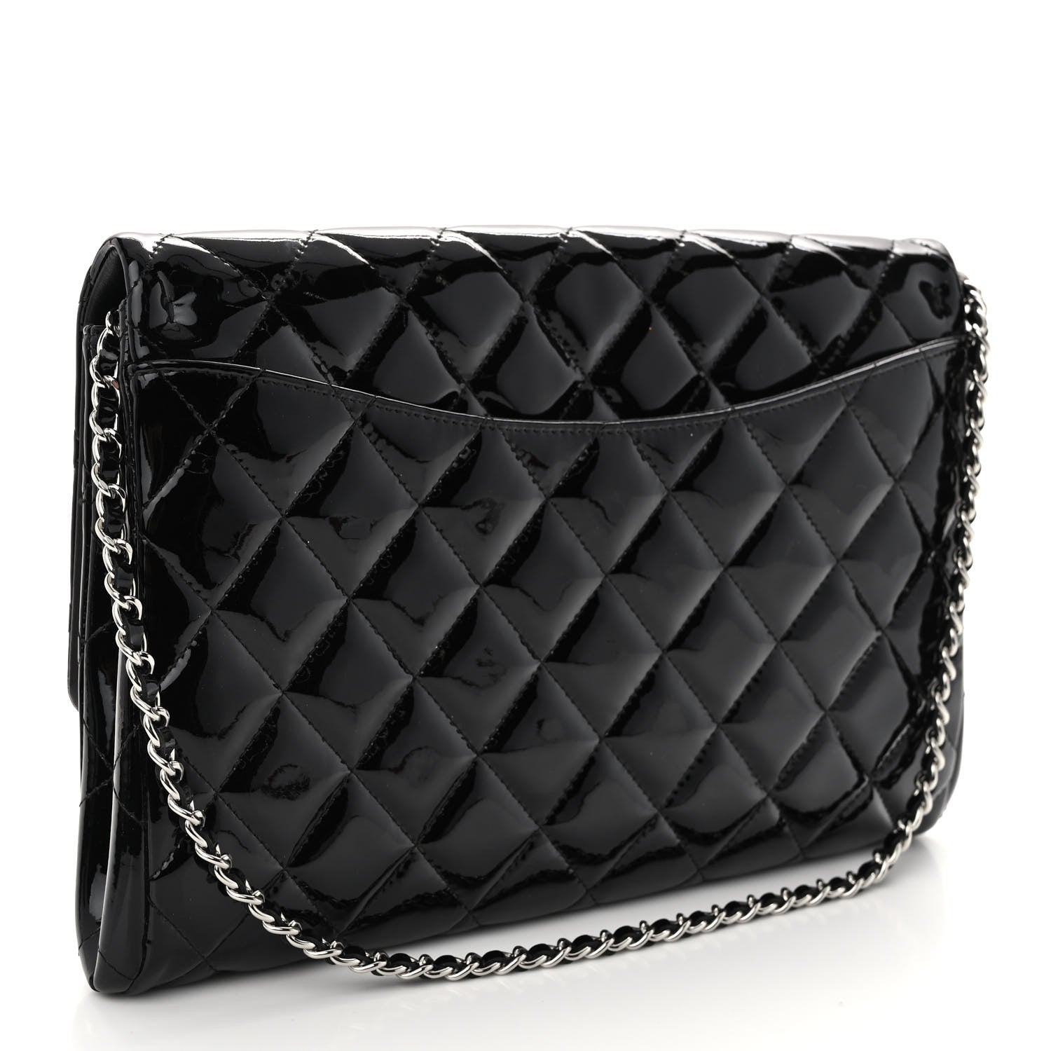 Chanel Patent Quilted Clutch with Chain Flap Black 3 of 10