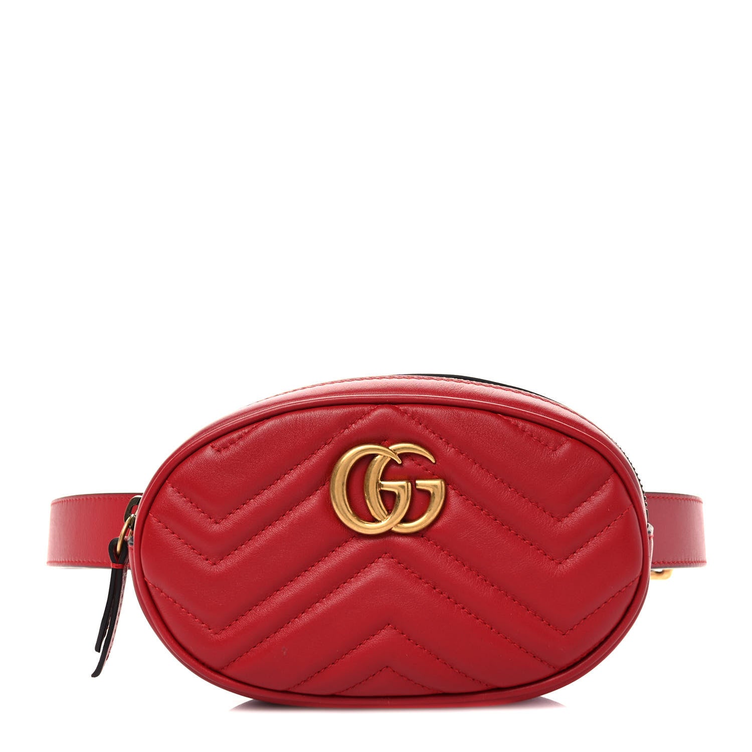 Gucci Calfskin Matelasse GG Marmont Belt Bag 95 38 Hibiscus Red 1 of 9