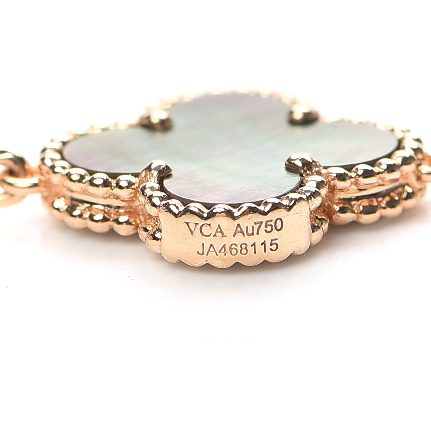 Van Cleef & Arpels 18K Rose Gold Grey Mother of Pearl 10 Motifs Vintage Alhambra Necklace 5 of 6
