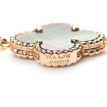 Van Cleef & Arpels 18K Rose Gold Grey Mother of Pearl 10 Motifs Vintage Alhambra Necklace 5 of 6