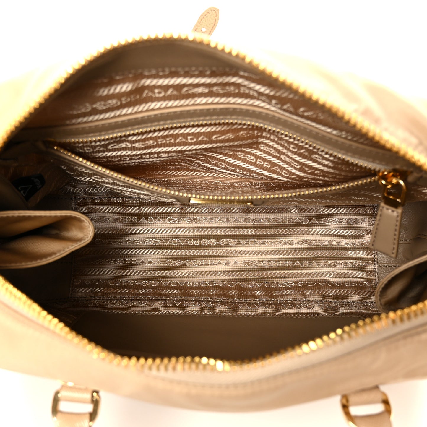 Re-Nylon Saffiano Medium Re-Edition 1978 Two Handle Bag Cammello