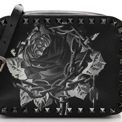 Valentino Garavani X UNDERCOVER Calfskin Rockstud Rose Print Camera Crossbody Bag Black 7 of 11