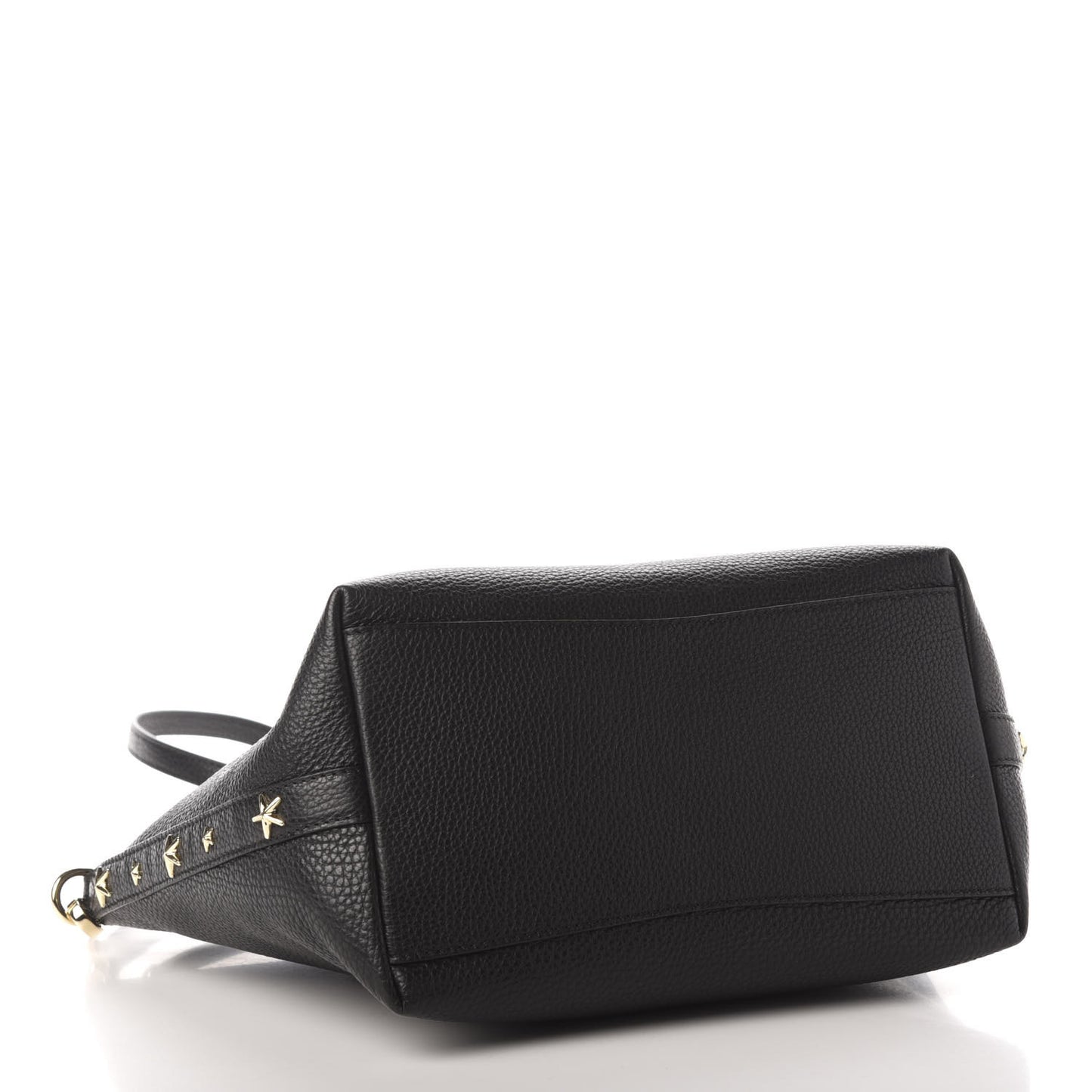 Grainy Calfskin Star Studded Bria Tote Black