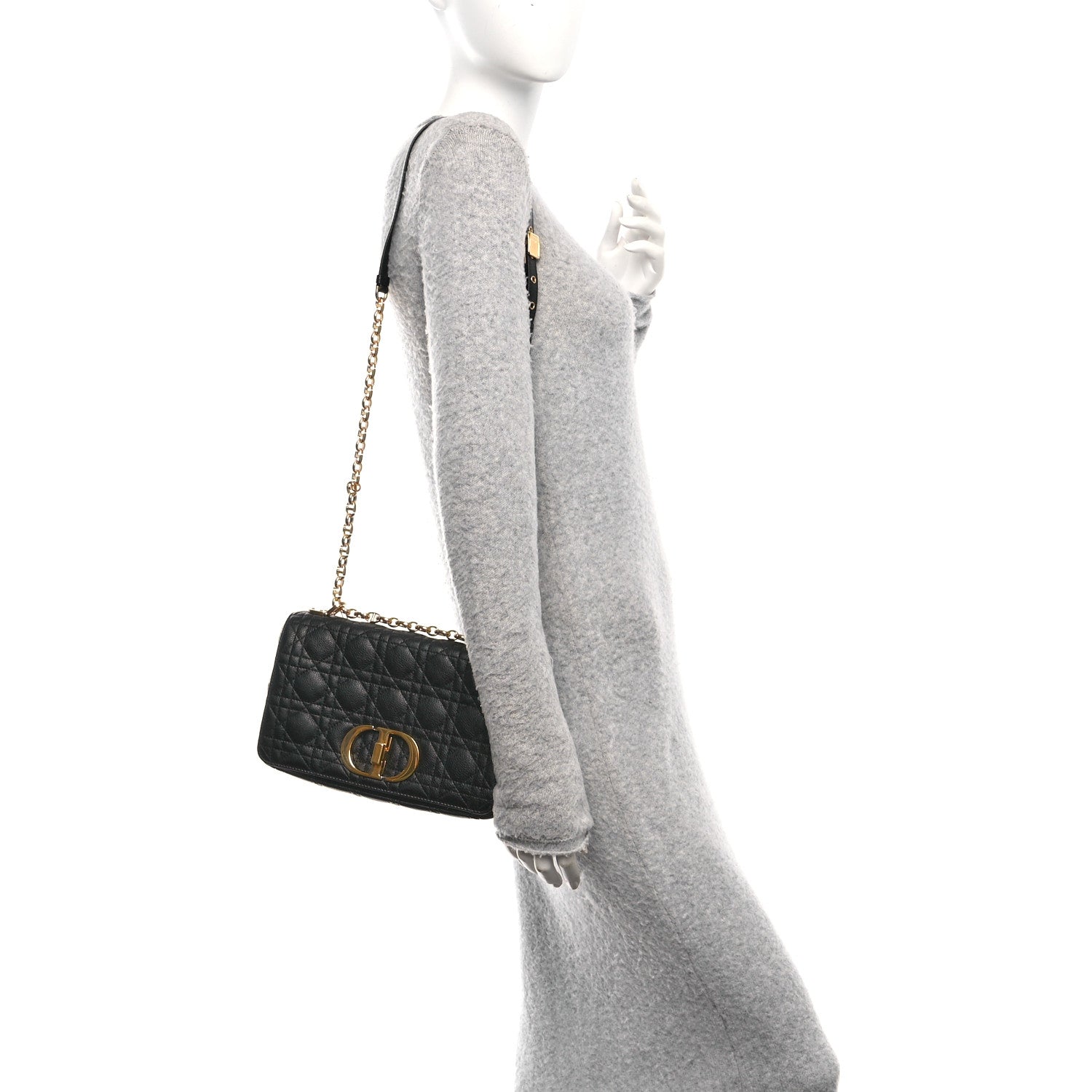 Christian Dior Calfskin Cannage Medium Caro Bag Black 2 of 11