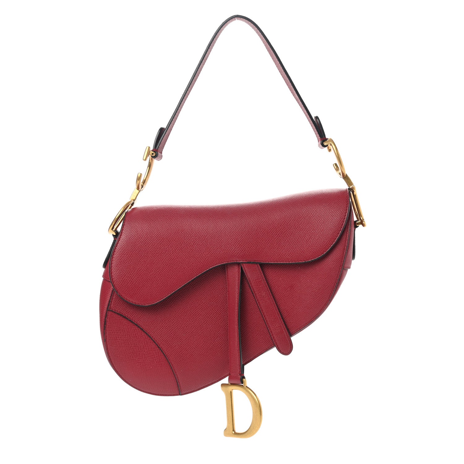 Christian Dior Grained Calfskin Saddle Bag Burgundy 1 of 14