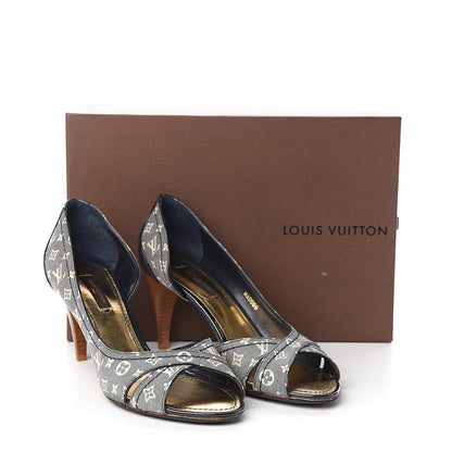 Louis Vuitton Monogram Idylle Romance Open Toe Pumps 37.5 Encre 9 of 9