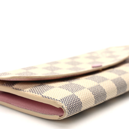 Louis Vuitton Damier Azur Emilie Wallet Rose Ballerine 7 of 9