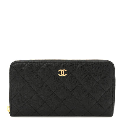 Chanel Caviar Quilted Large Gusset Zip Around Wallet Black 1 of 7