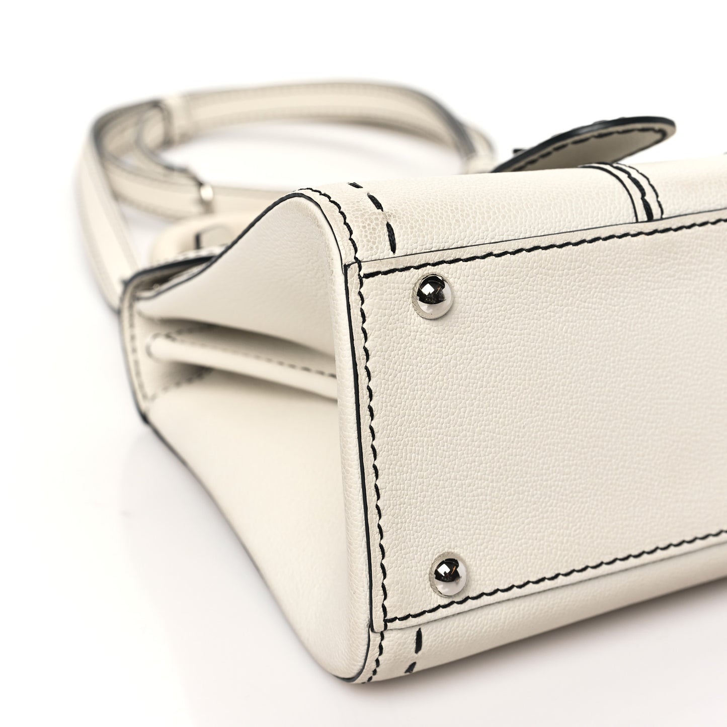 Grained Rodeo Calfskin Surpique Mini Brillant Satchel White