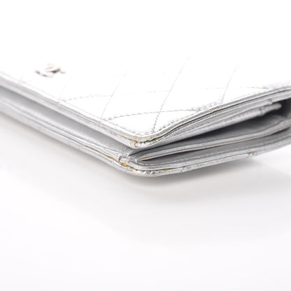 Chanel Metallic Lambskin Quilted Yen Wallet Silver 14 of 19