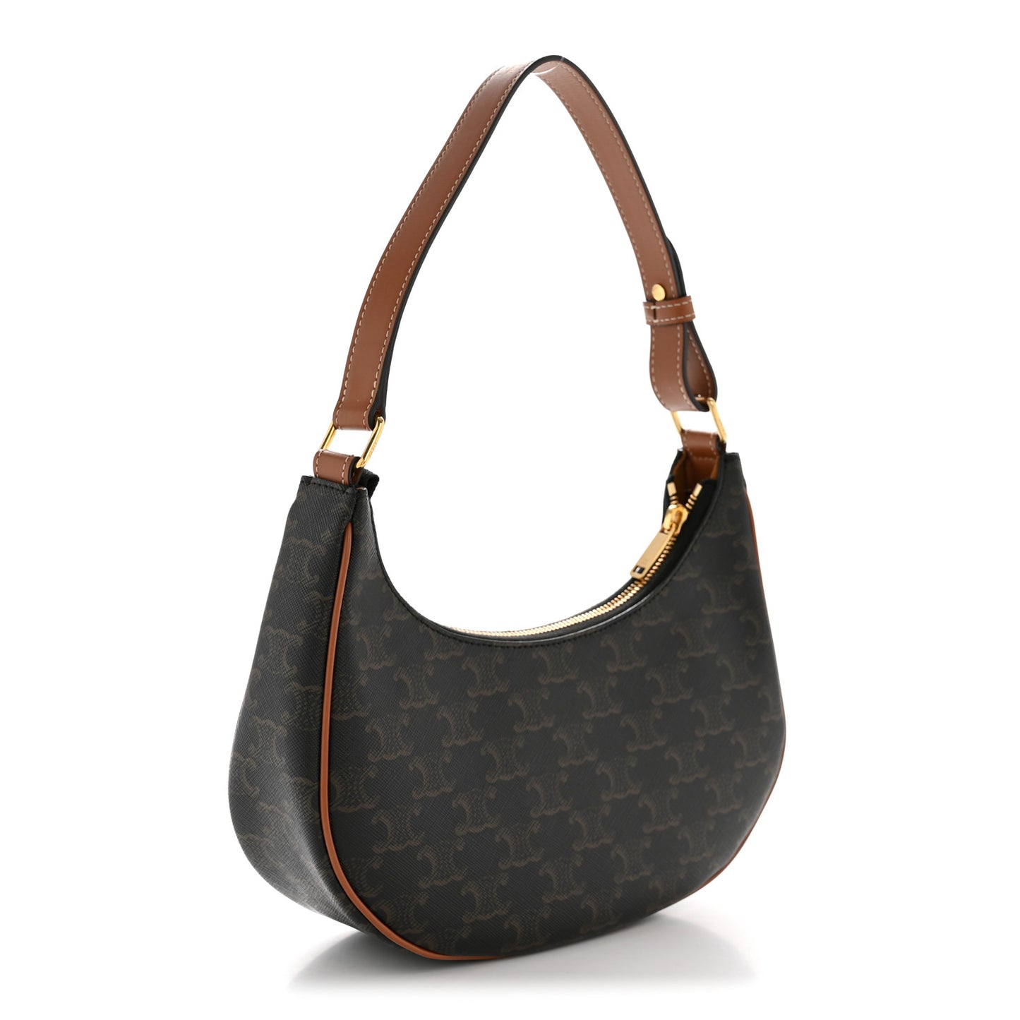 Triomphe Canvas Calfskin Ava Shoulder Bag Tan