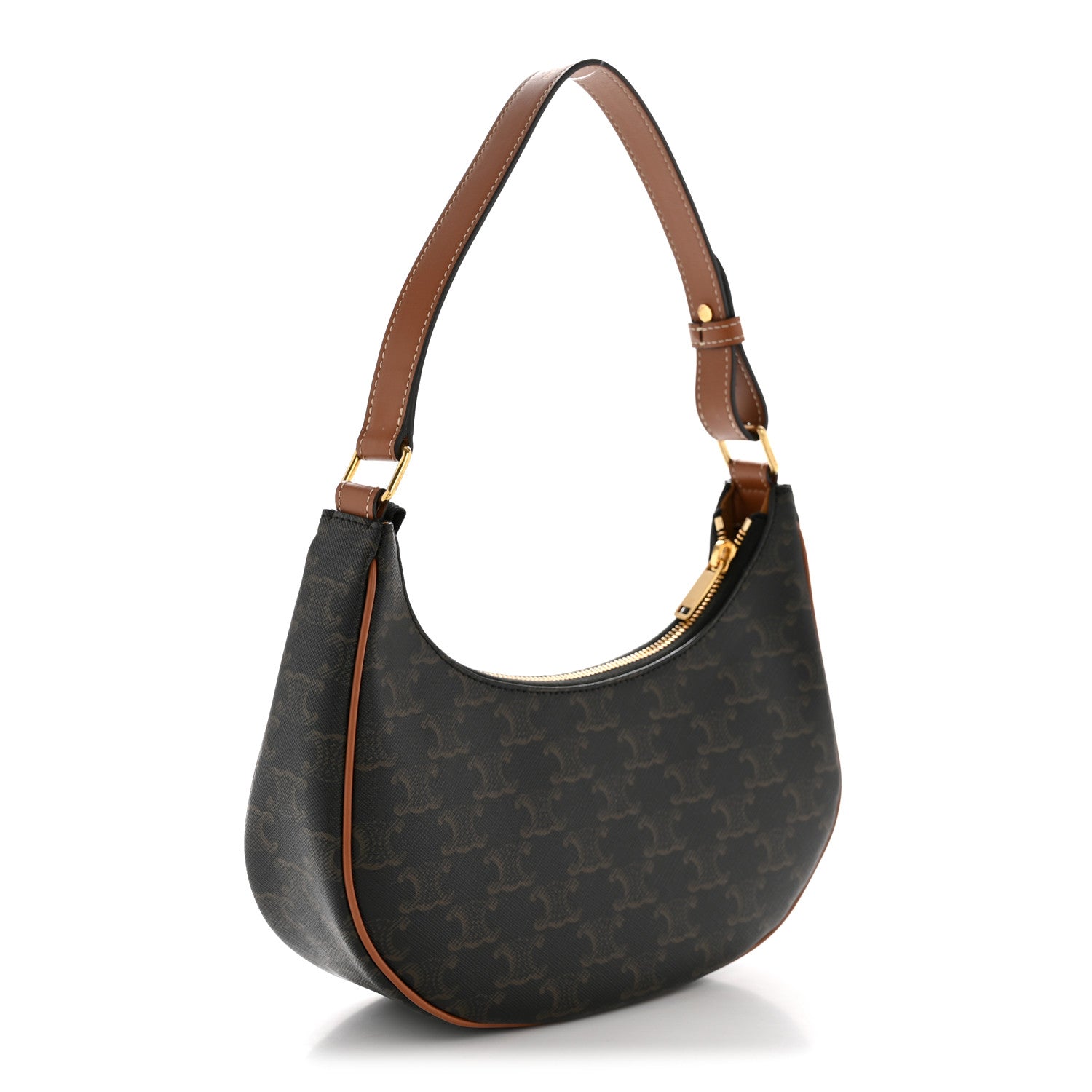 Celine Triomphe Canvas Calfskin Ava Shoulder Bag Tan 3 of 12