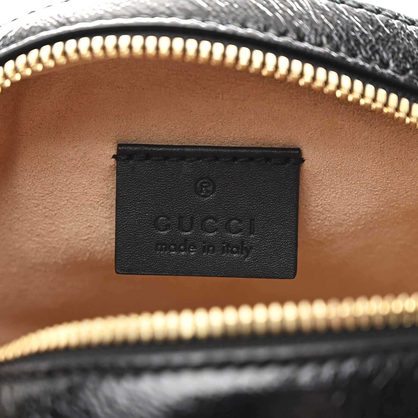Suede Patent Web Mini Ophidia Round Shoulder Bag Black