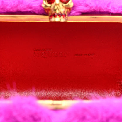 Alexander McQueen Mink Fur Britannia Skull Box Clutch Fuchsia 6 of 9